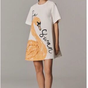 NWT Anthropologie The Emmy Short-Sleeve Mini Dress Swan Edition, Size plus 1X